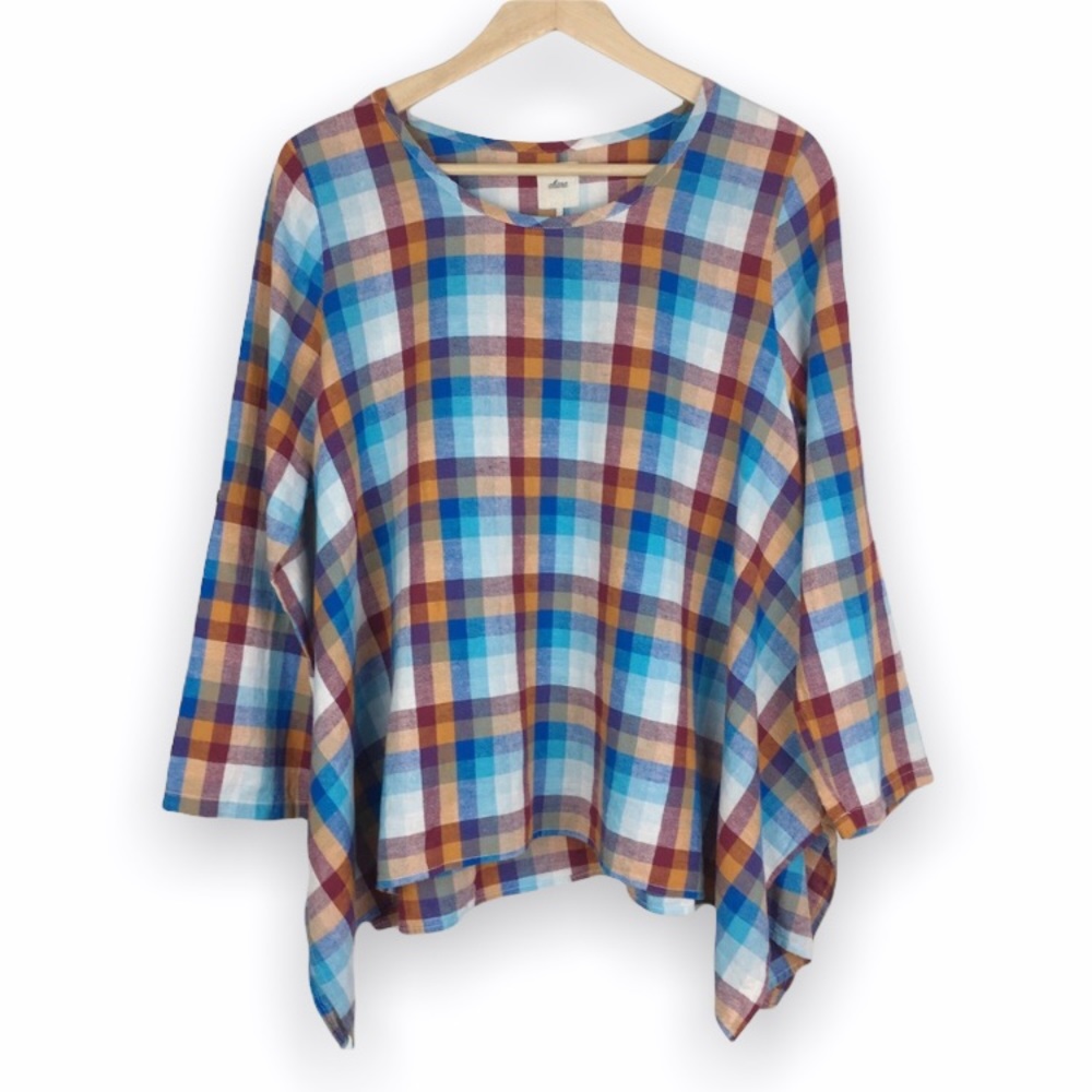 Japanese Brand Ohana Plaid Lagen Lagenlook Shirt Small Medium One Size‎